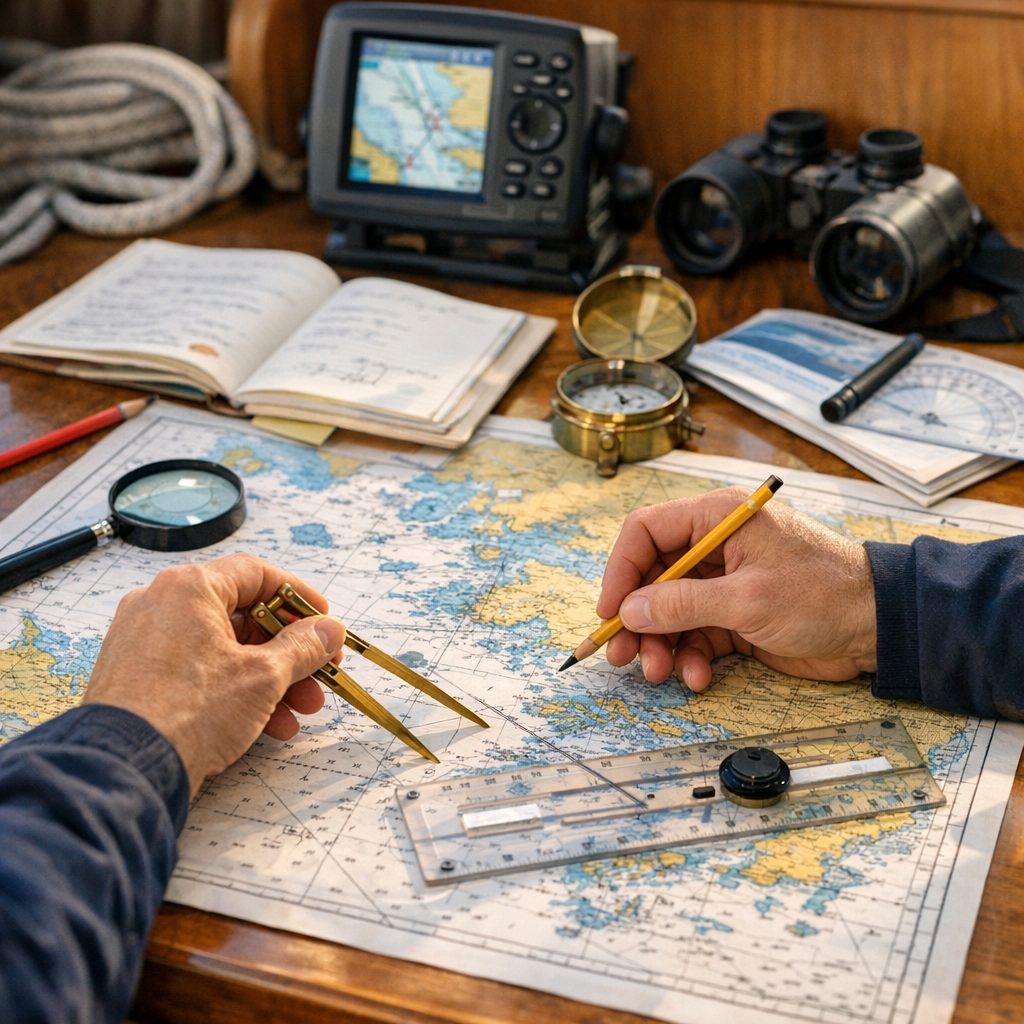 Méthode en 6 étapes pour préparer une route sur carte marine