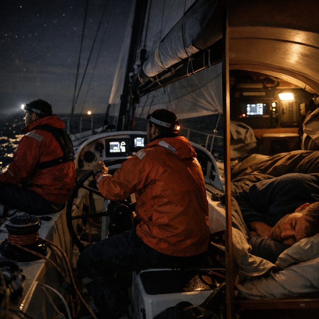 Comment l’équipage tient la nuit : veille, quarts et sommeil fractionné